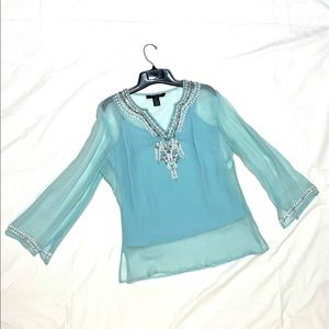 Embellished tunic & matching cami set. Color Aqua Sz PM